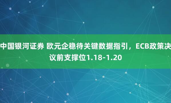 中国银河证券 欧元企稳待关键数据指引，ECB政策决议前支撑位1.18-1.20